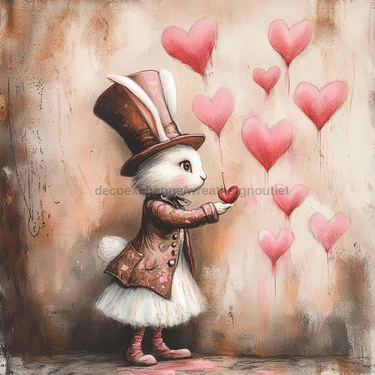 Easter Sign, Bunny in Hat,, DCO-12686, Sign For Wreath, 10x10